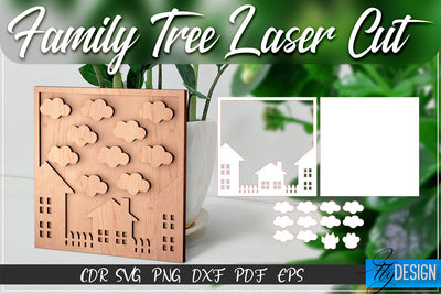 Family Tree Laser Cut SVG | Family SVG Design | CNC Files SVG Fly Design 