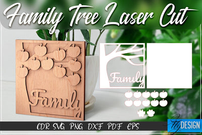 Family Tree Laser Cut SVG | Family SVG Design | CNC Files SVG Fly Design 
