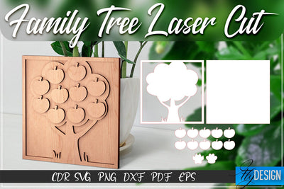 Family Tree Laser Cut SVG | Family SVG Design | CNC Files SVG Fly Design 