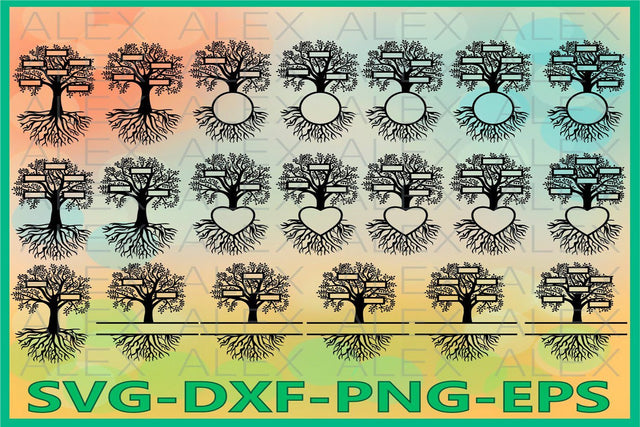 Family Tree Split Monogram SVG SVG AlexSVGStudio 