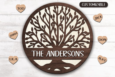 Family Tree SVG | Customizable Family Tree Decor | Laser Cut Files SVG Cloud9Design 