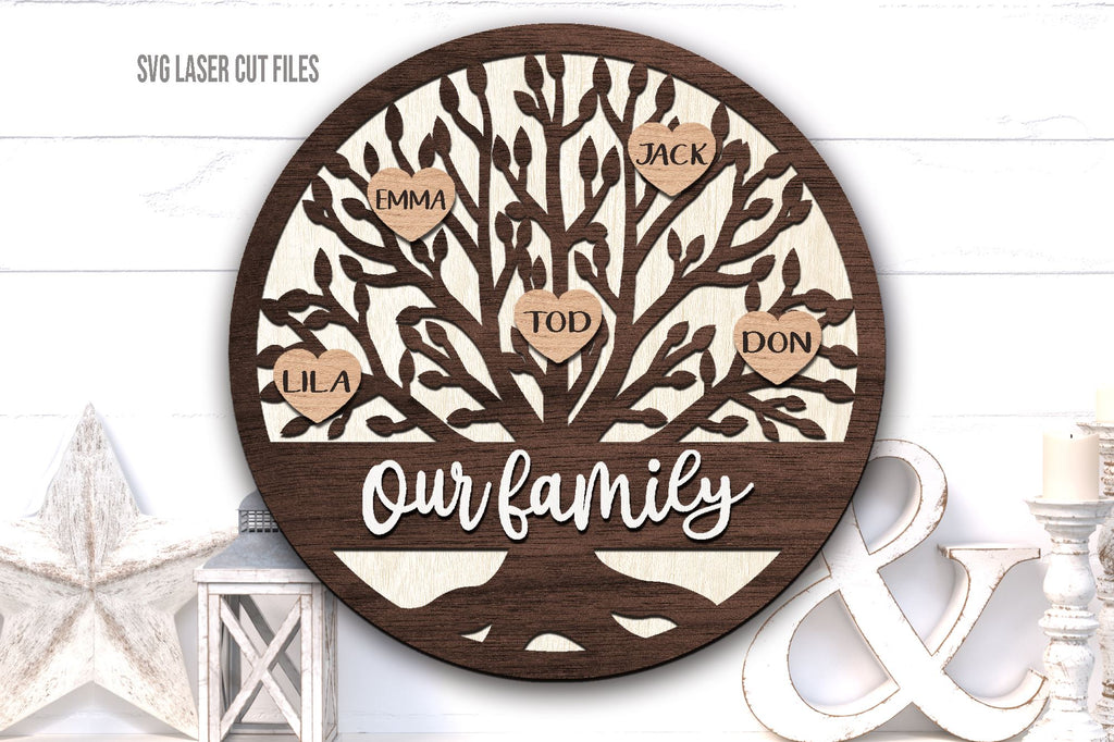 Family Tree SVG | Customizable Family Tree Decor | Laser Cut Files - So ...