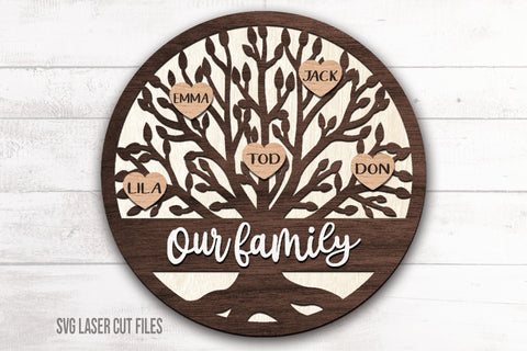 Family Tree SVG | Customizable Family Tree Decor | Laser Cut Files SVG Cloud9Design 