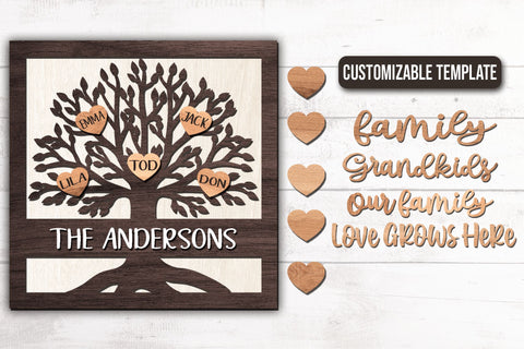 Family Tree SVG | Customizable Family Tree Sign | Laser Cut Files SVG Cloud9Design 