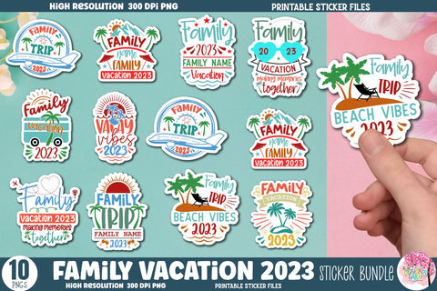 Family Vacation 2023 Sticker Bundle Sublimation DESIGNS DARK 