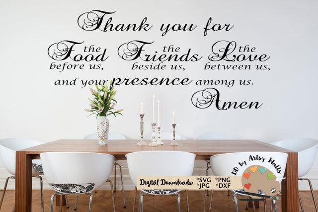 Family wall decal svg - Dining room quote svg - kitchen quote svg - prayer svg for decal SVG The Artsy Spot 