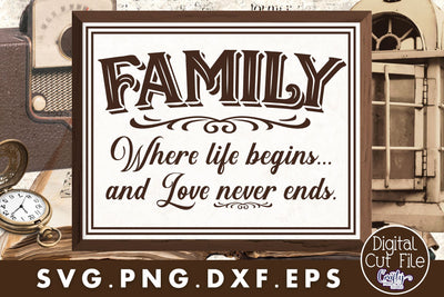 Family Where Life Begins And Love Never Ends Svg SVG Crafty Mama Studios 