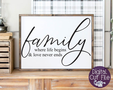Family Where Life Begins, Farmhouse Svg, Home Sign Svg File SVG Crafty Mama Studios 