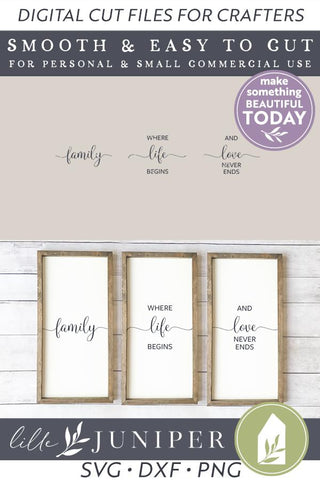 Family Where Life Begins | Farmhouse Wood Sign SVG SVG LilleJuniper 