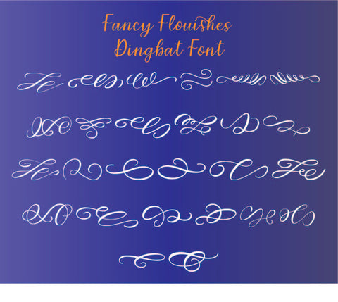 Fancy Calligraphy Flourishes Dingbat Font TTF & OTF Font Maple & Olive Designs 