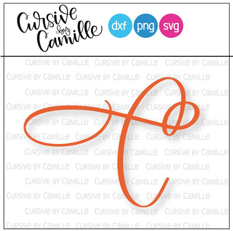 Fancy Monogram C Hand Lettered Calligraphy Cut File SVG Cursive by Camille 