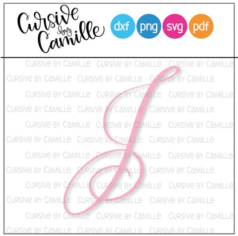 Fancy Monogram J Hand Lettered Calligraphy Cut File SVG Cursive by Camille 