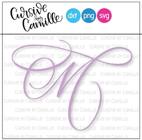 Fancy Monogram M Hand Lettered Calligraphy Cut File SVG Cursive by Camille 