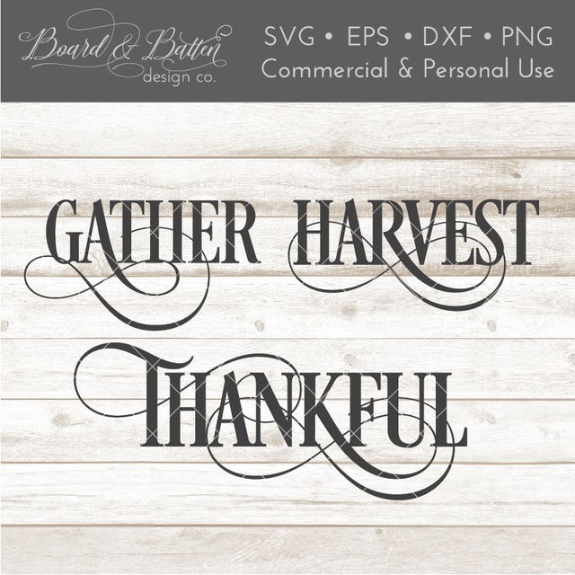 Fancy Thanksgiving Words Trio SVG File Set SVG Board & Batten Design Co