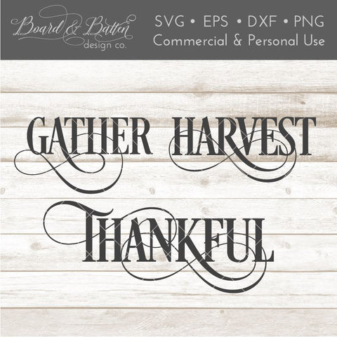 Fancy Thanksgiving Words Trio SVG File Set SVG Board & Batten Design Co