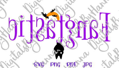 Fangtastic Sign Happy Halloween Bat Print and Cut SVG Digitals by Hanna 