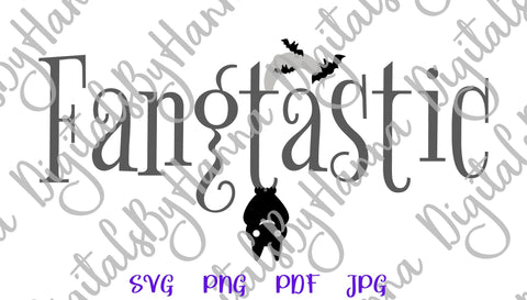 Fangtastic Sign Happy Halloween Bat Print and Cut SVG Digitals by Hanna 