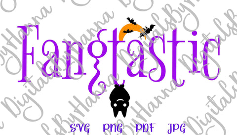Fangtastic Sign Happy Halloween Bat Print and Cut SVG Digitals by Hanna 