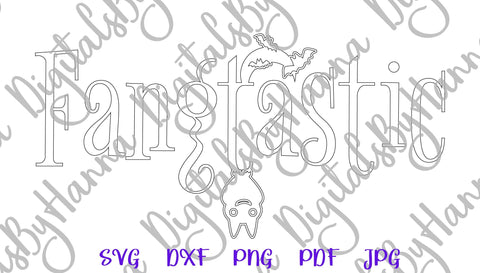 Fangtastic Sign Happy Halloween Bat Print and Cut SVG Digitals by Hanna 