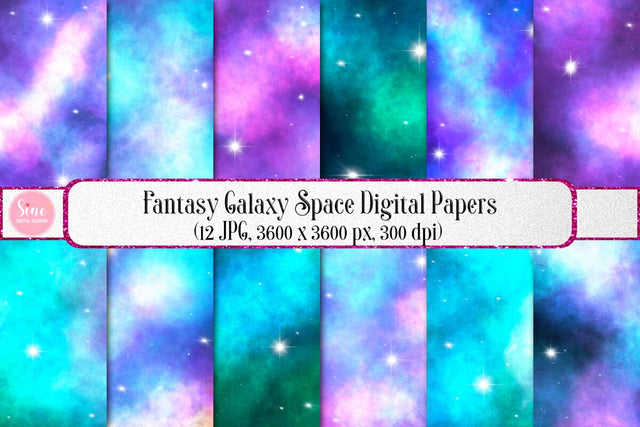 Fantasy Galaxy Space Digital Papers Backgrounds Digital Pattern SineDigitalDesign 