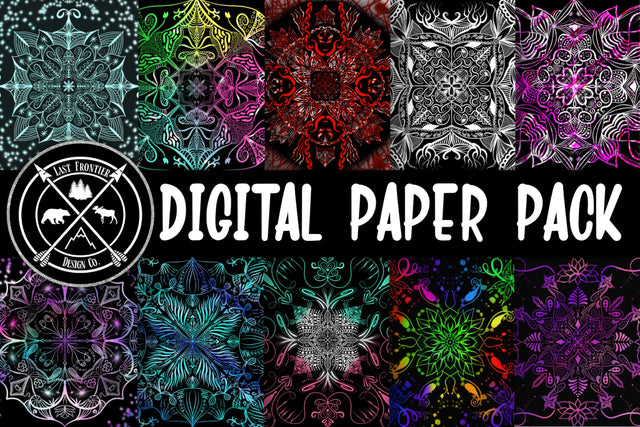 Fantasy Mandala Digital Paper Pack|Scrapbooking Papers Digital Pattern Last Frontier Design Co. 