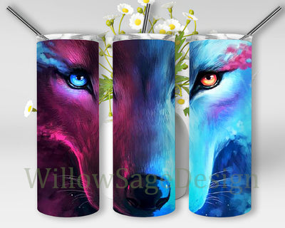 Fantasy Wolf 20oz Full Tumbler Wrap, Wolf Colorfull Tumbler Png, Wolf Love Gift, Wolf Sublimation Design, Digital Download Sublimation WillowSageDesign 