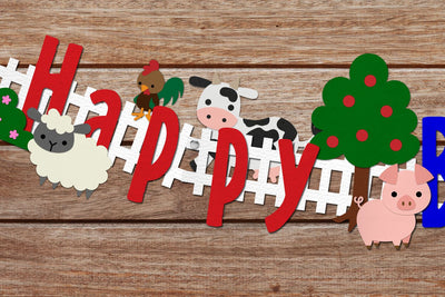 Farm Animal Party Banner Bundle SVG Risa Rocks It
