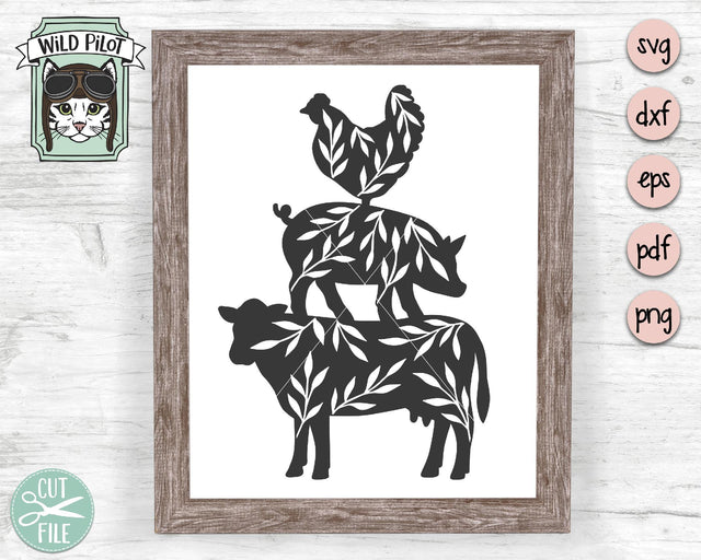 Farm Animal Silhouette Stack SVG Cut File SVG Wild Pilot 