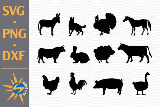 Farm Animal Silhouette SVG, PNG, DXF Digital Files Include SVG SVGStoreShop 