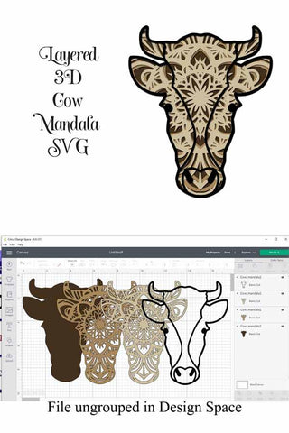 Farm Animal SVG Layered Mandala Bundle - 5 designs, Cow, Chicken, Pig, Horse, Duck SVG Digital Honeybee 