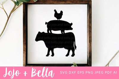 Farm Animal Tower SVG, Farm SVG, Farm Animals SVG, Cow Svg, Pig Svg, Chicken Svg , Farm Animal Clipart, Farmhouse Svg files Cricut SVG Jojo&Bella 