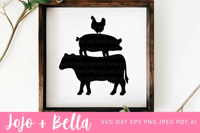 Farm Animal Tower SVG, Farm SVG, Farm Animals SVG, Cow Svg, Pig Svg, Chicken Svg , Farm Animal Clipart, Farmhouse Svg files Cricut SVG Jojo&Bella 