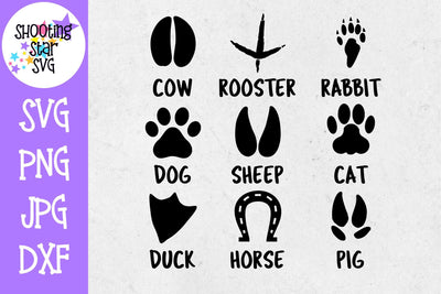 Farm animal Tracks - Farm Animal Paw Prints - Children's SVG SVG ShootingStarSVG 