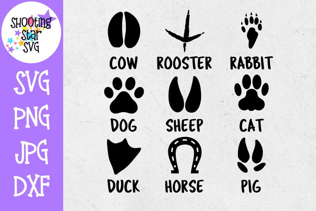Farm animal Tracks - Farm Animal Paw Prints - Children's SVG SVG ShootingStarSVG 