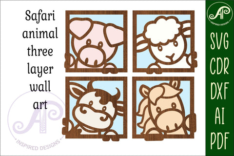 Farm animal wall art SVG laser cut file, wall decor SVG APInspireddesigns 