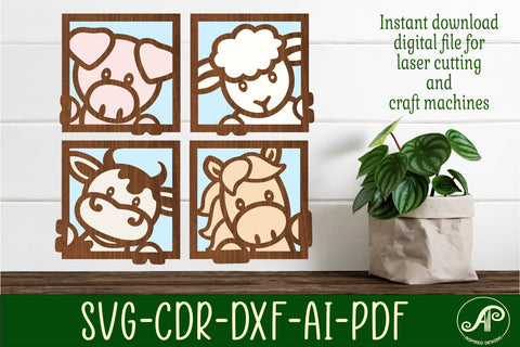 Farm animal wall art SVG laser cut file, wall decor SVG APInspireddesigns 