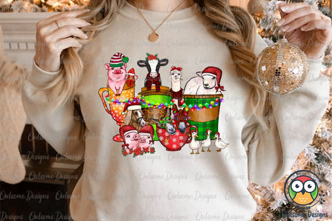 Farm Animals Coffee Christmas Sublimation Sublimation Owlsome.Designs 