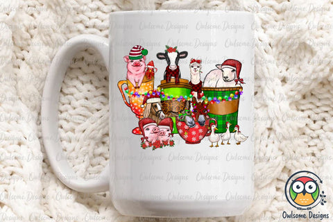 Farm Animals Coffee Christmas Sublimation Sublimation Owlsome.Designs 