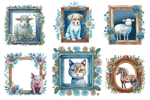 Farm Animals Light Blue Sublimation Sublimation Creativeart88 