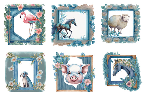 Farm Animals Light Blue Sublimation Sublimation Creativeart88 