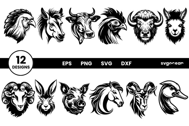 Farm Animals Svg Bundle | Silhouette | Cut Files SVG SvgOcean 
