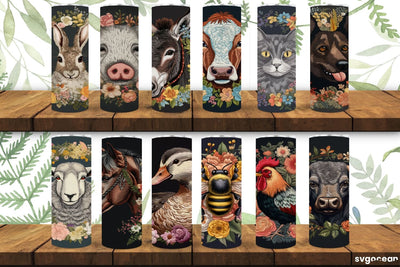 Farm Animals Tumbler Wrap | Embroidery | Sublimation SVG SvgOcean 