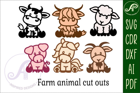 Farm animals two layer laser cut SVG files SVG APInspireddesigns 