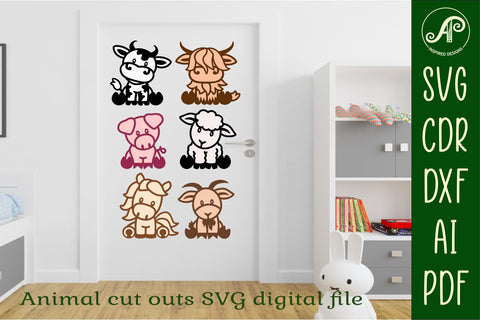 Farm animals two layer laser cut SVG files SVG APInspireddesigns 