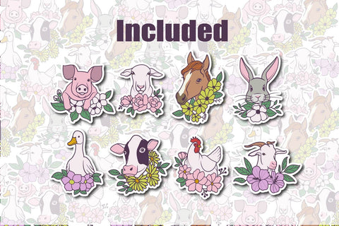 farm animals with flowers sticker SVG dadan_pm 