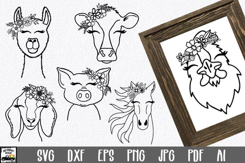 Farm Animals with Flowers SVG Bundle SVG Old Market 
