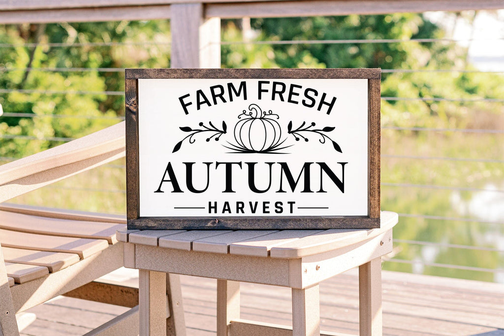 Farm Fresh Autumn Harvest SVG - Fall Sign SVG - So Fontsy