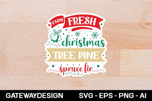 Farm Fresh Christmas Tree Pine Spruce Fir Sticker Design SVG designmaster24 
