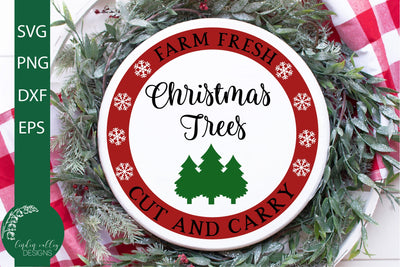 Farm Fresh Christmas Tree Round SVG-Round Christmas SVG SVG Linden Valley Designs 