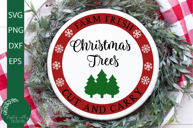 Farm Fresh Christmas Tree Round SVG-Round Christmas SVG SVG Linden Valley Designs 